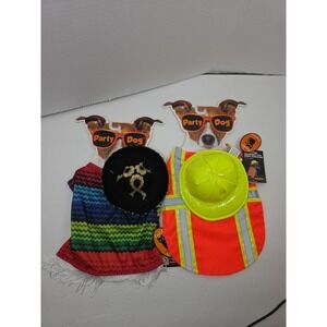 Party Dog Puppy Set Of 2 Costumes Ponch Vest 2 Hats Size XS/S